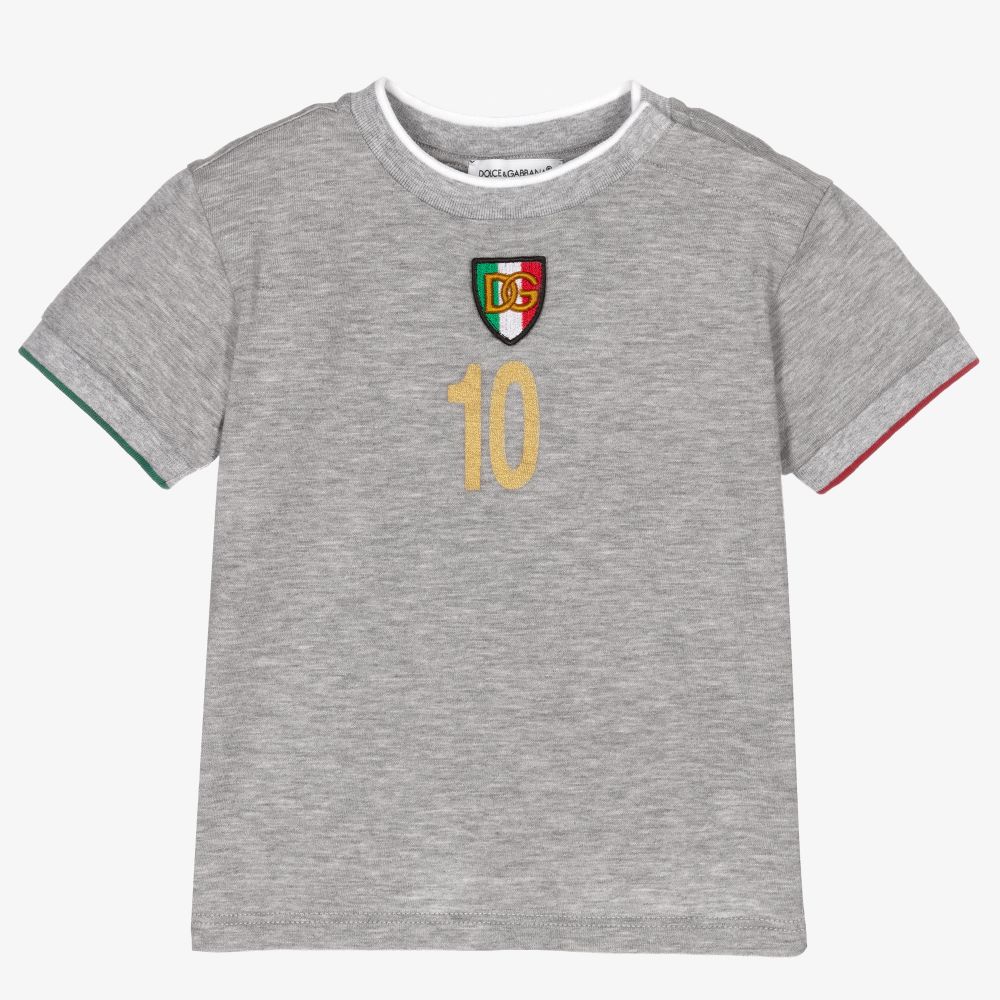 Dolce & Gabbana - Серая хлопковая футболка для малышей | Childrensalon