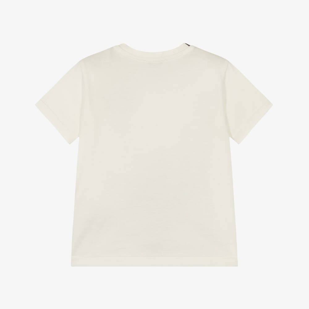 Dolce & Gabbana-Baby Boys Ivory Cotton DG Crest Logo T-Shirt | Childrensalon Outlet