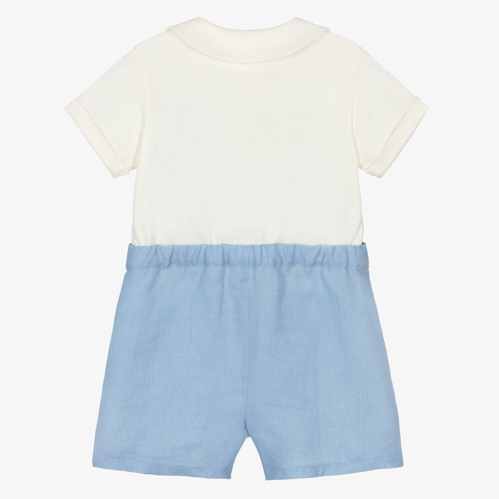Dolce & Gabbana-Baby Boys Ivory Jersey & Blue Linen Shortie | Childrensalon Outlet