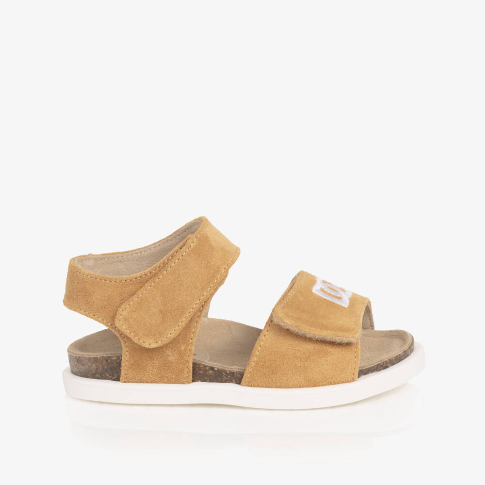 Dolce & Gabbana-Baby Boys Mustard Beige Suede Leather DG Sandal | Childrensalon Outlet