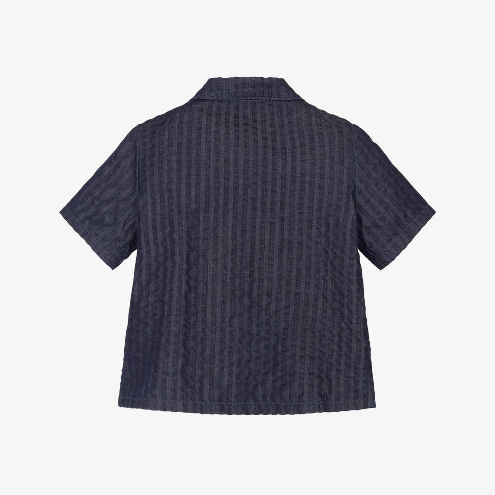 Dolce & Gabbana-Baby Boys Navy Blue Denim Seersucker Shirt | Childrensalon Outlet