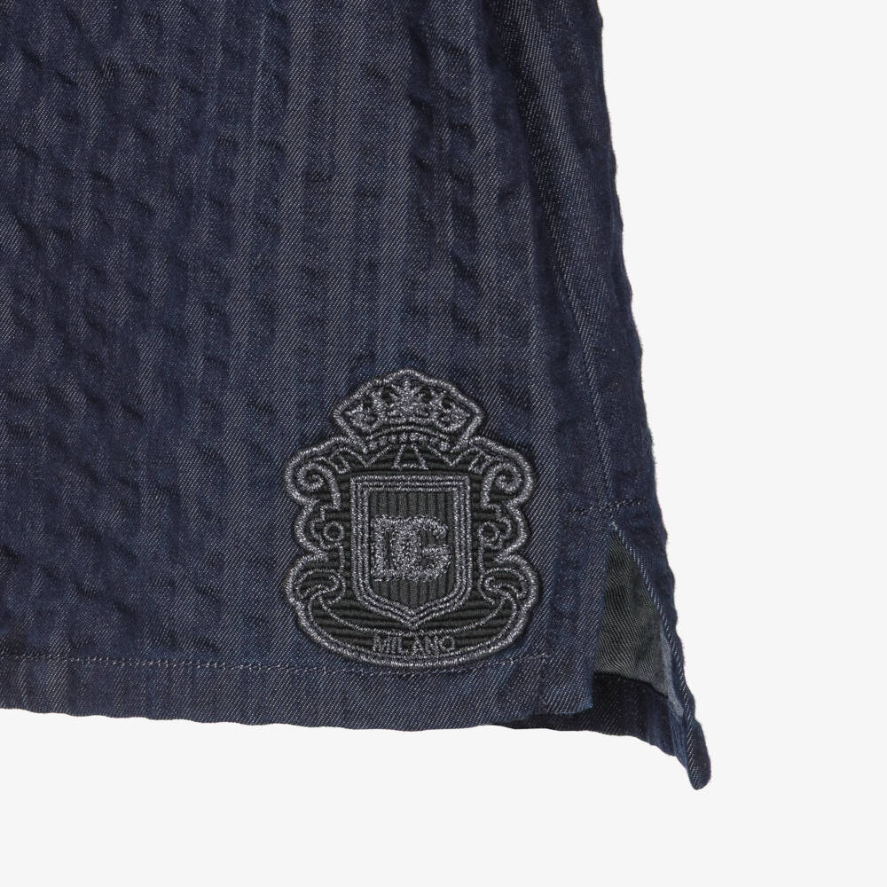 Dolce & Gabbana-Baby Boys Navy Blue Denim Seersucker Shirt | Childrensalon Outlet