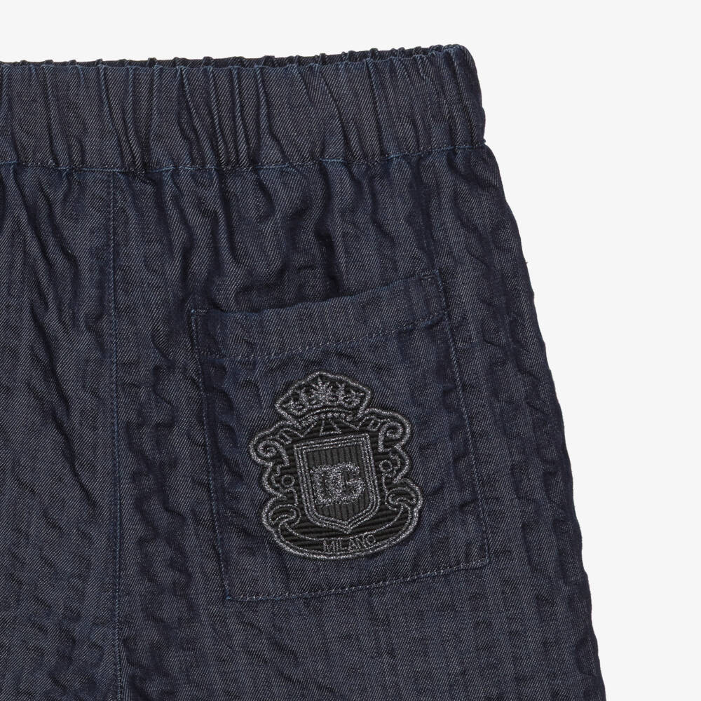 Dolce & Gabbana-Baby Boys Navy Blue Denim Seersucker Shorts | Childrensalon Outlet