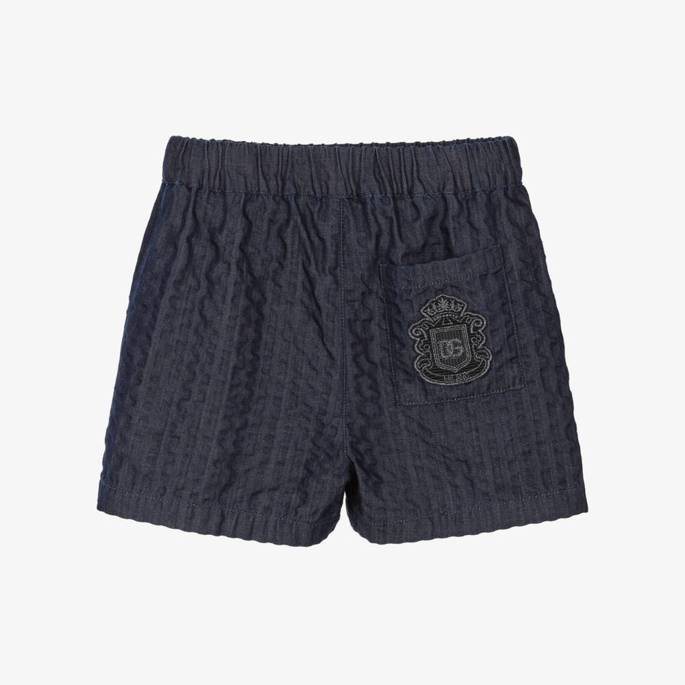 Dolce & Gabbana-Baby Boys Navy Blue Denim Seersucker Shorts | Childrensalon Outlet