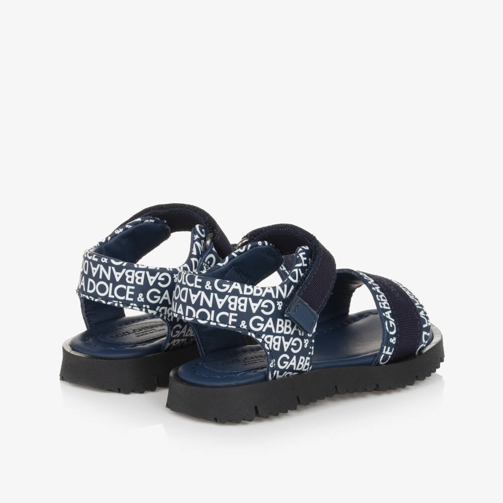 Dolce & Gabbana-Baby Boys Navy Blue Leather Sandals | Childrensalon Outlet