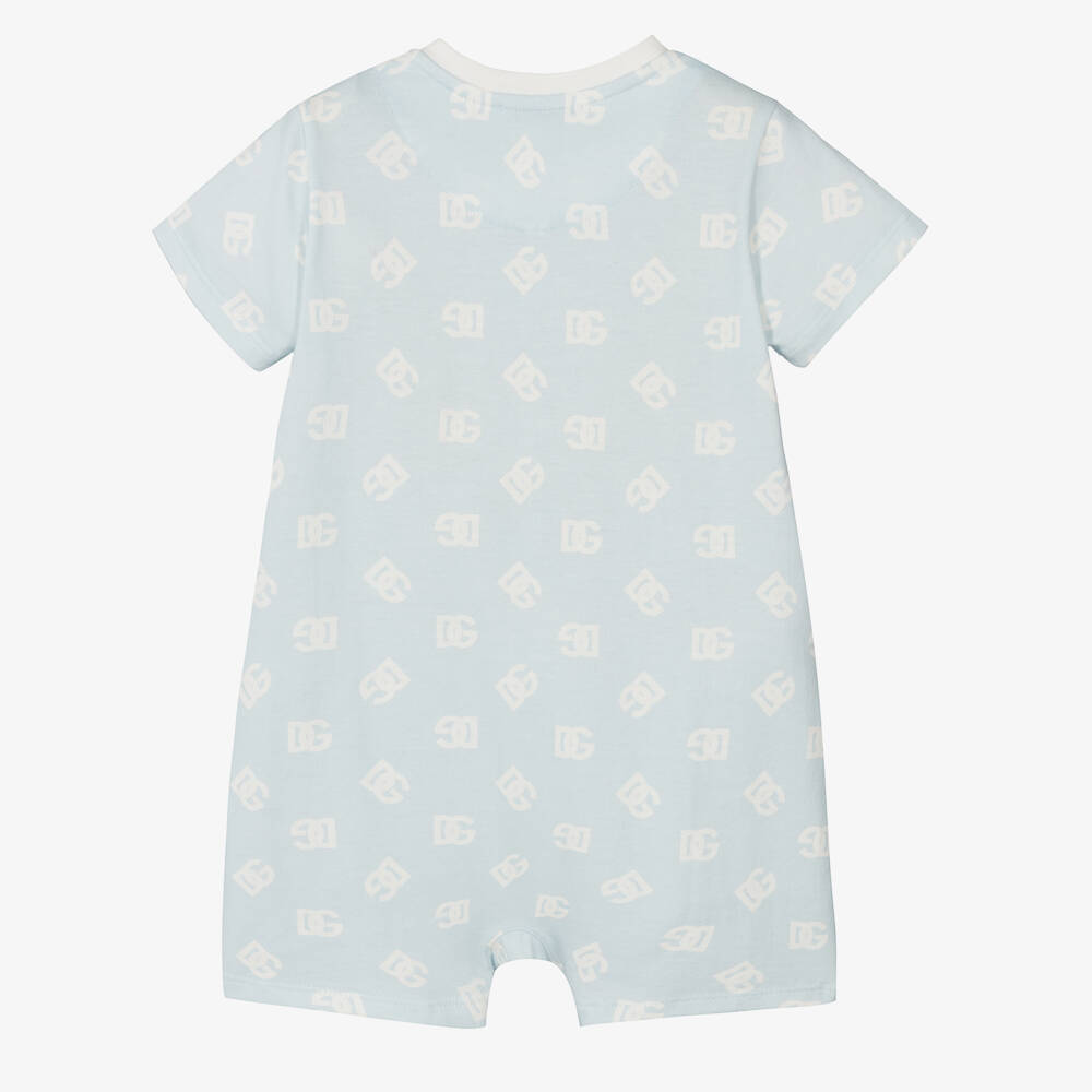 Dolce & Gabbana-Baby Boys Pale Blue Cotton Logo Shortie | Childrensalon Outlet