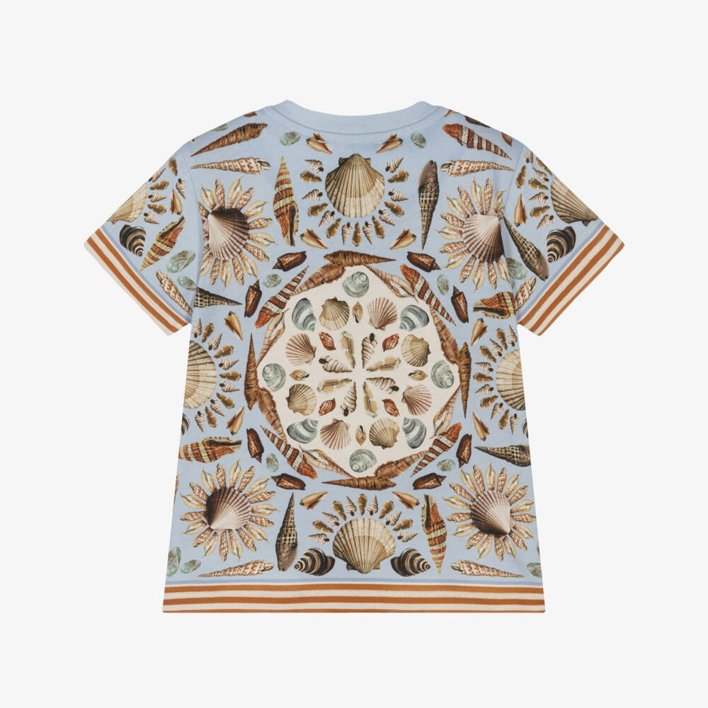Dolce & Gabbana-Baby Boys Pale Blue Cotton Sea Shell Print T-Shirt | Childrensalon Outlet