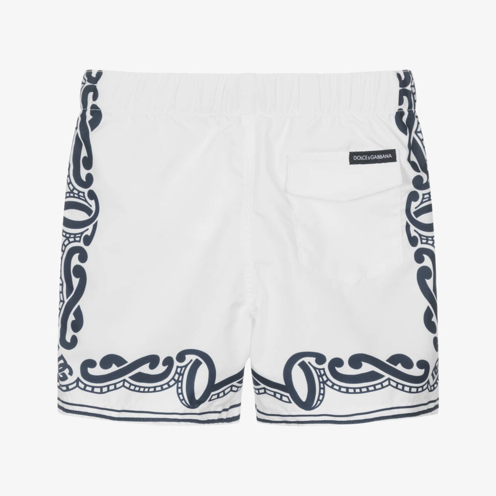 Dolce & Gabbana-شورت سباحة بطبعة باندانا لون أبيض للمواليد | Childrensalon Outlet