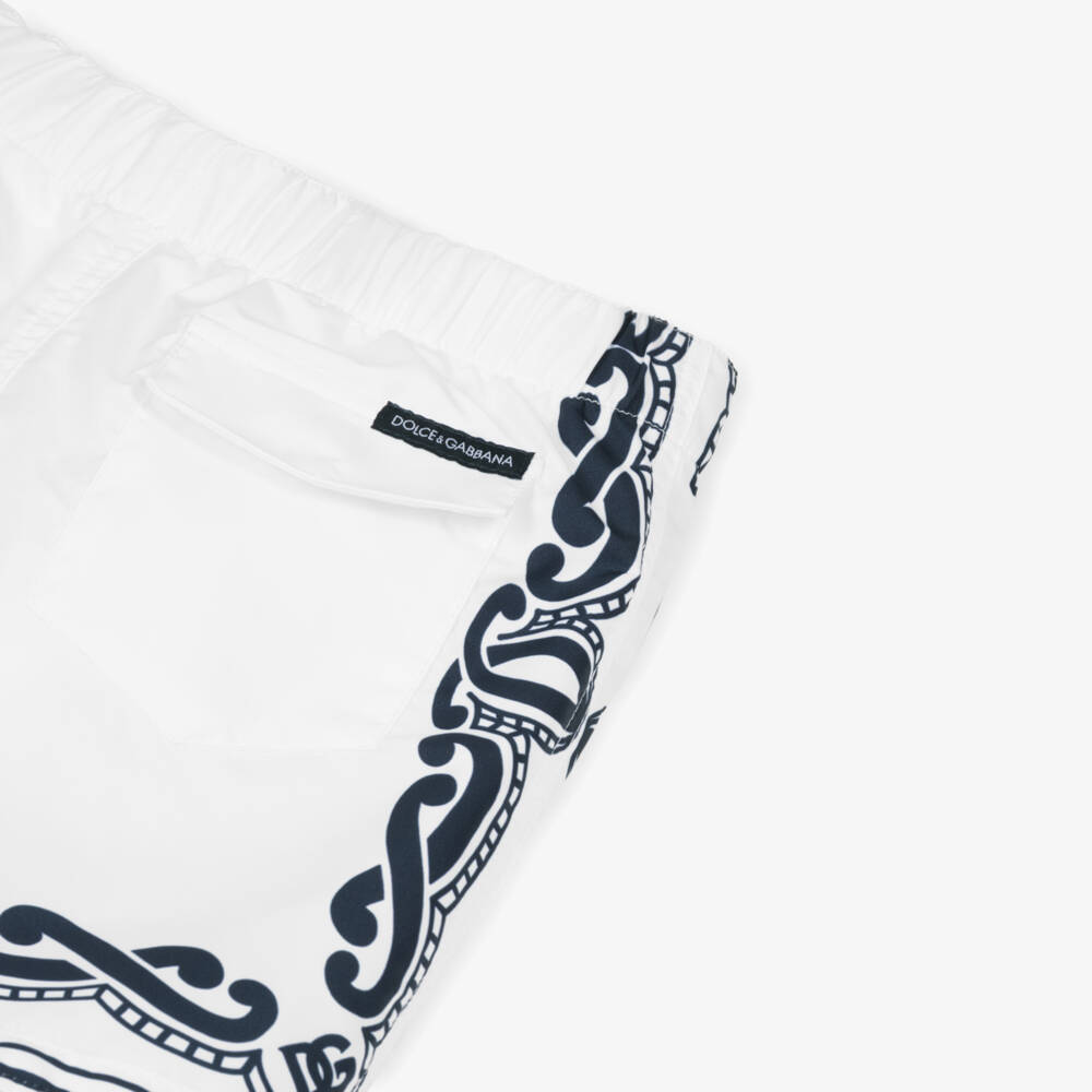 Dolce & Gabbana-شورت سباحة بطبعة باندانا لون أبيض للمواليد | Childrensalon Outlet