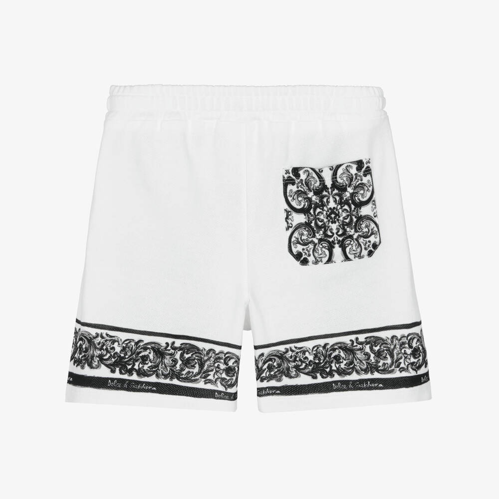 Dolce & Gabbana-شورت قطني أبيض مطبوع للأولاد | Childrensalon Outlet