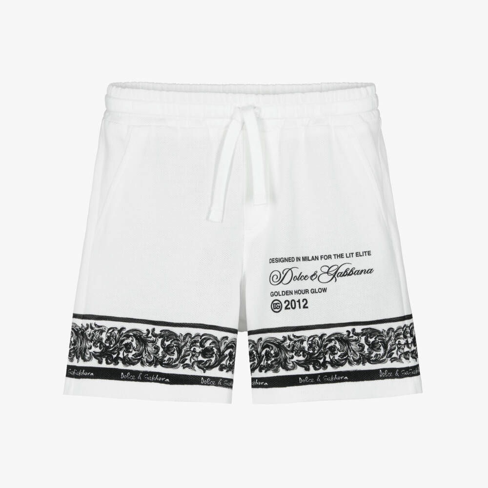 Dolce & Gabbana-شورت قطني أبيض مطبوع للأولاد | Childrensalon Outlet