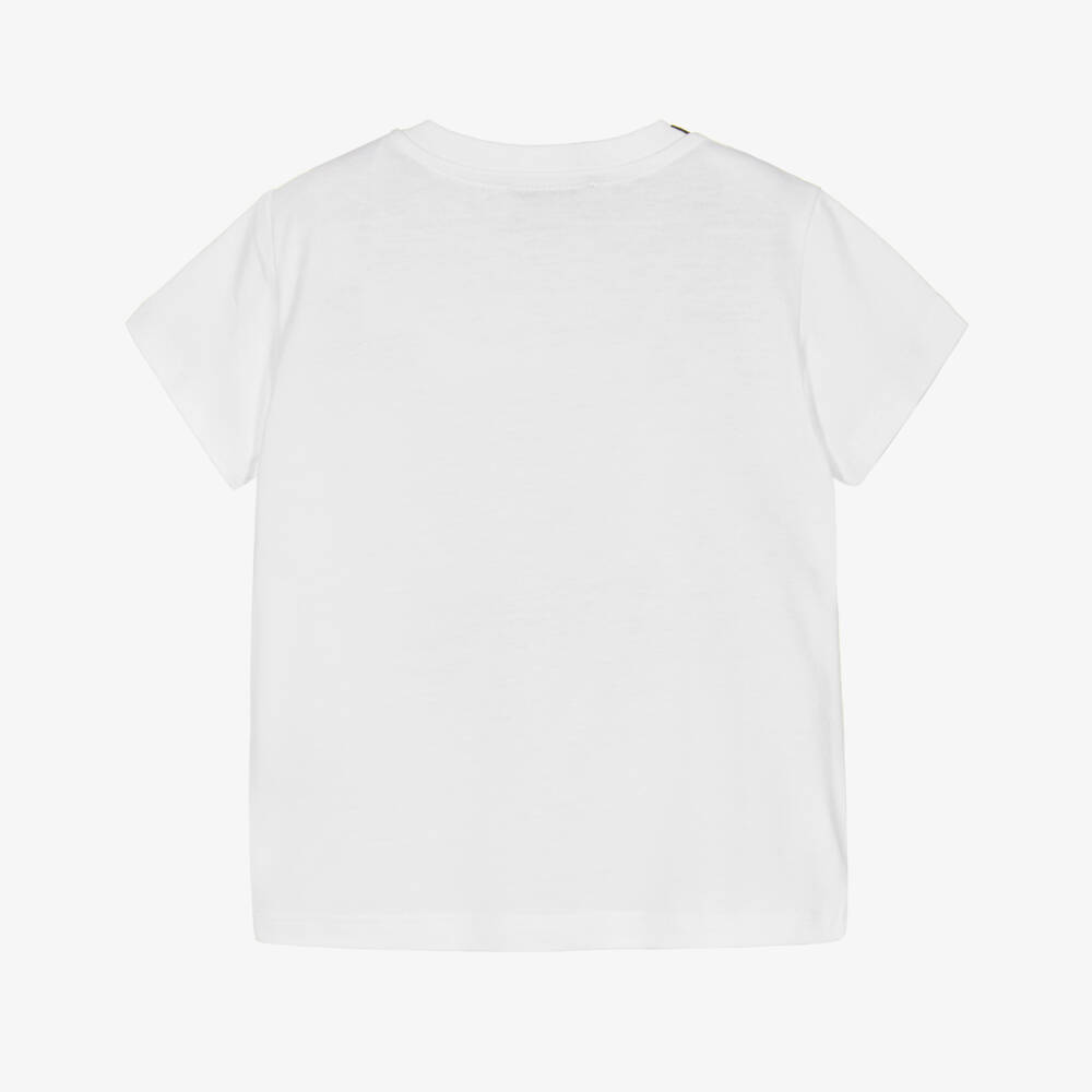 Dolce & Gabbana-Baby Boys White Cotton T-Shirt with Black Majolica DG Logo | Childrensalon Outlet