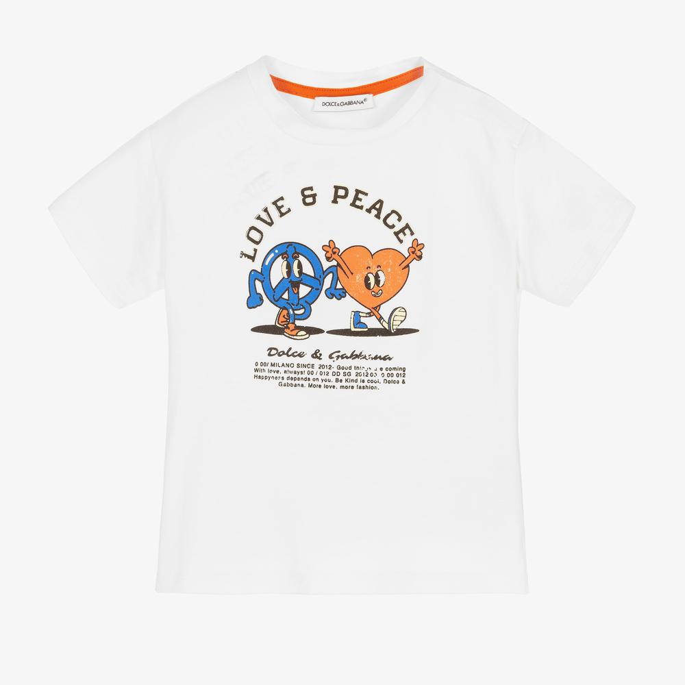 Dolce & Gabbana - Baby Boys White Logo T-Shirt | Childrensalon