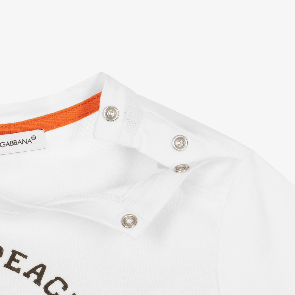 Dolce & Gabbana-تيشيرت قطن لون أبيض للمواليد | Childrensalon Outlet