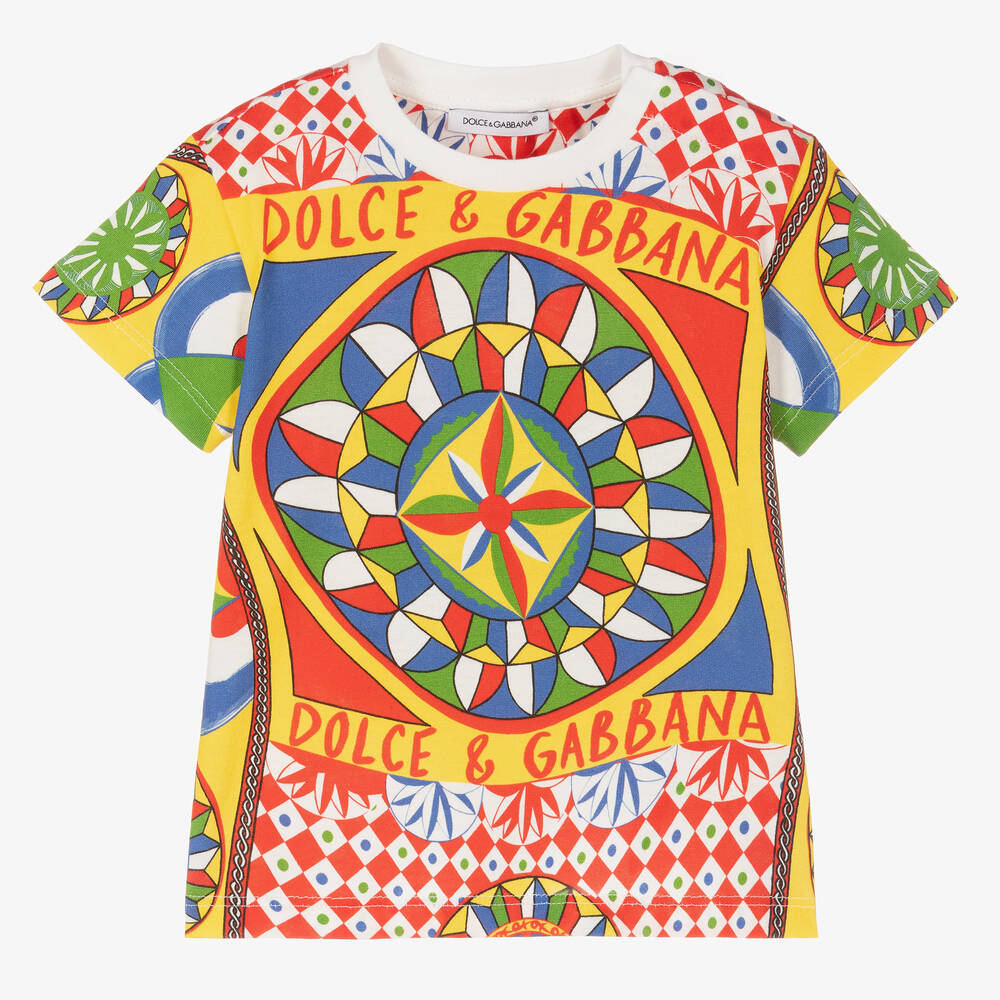 Dolce & Gabbana - Baby Boys Yellow Cotton Carretto T-Shirt | Childrensalon