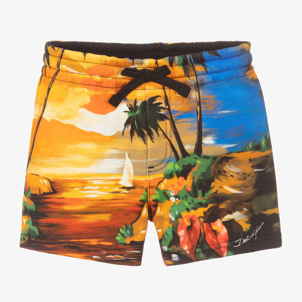 Dolce & Gabbana - Baby Boys Yellow Cotton Hawaii Shorts | Childrensalon