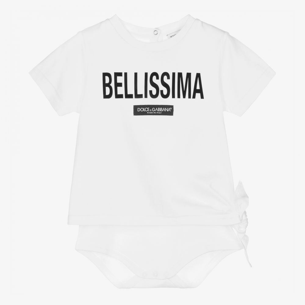 Dolce & Gabbana - Футболка с надписью Bellissima для малышек  | Childrensalon