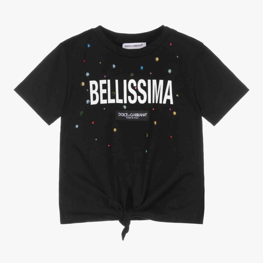 Dolce & Gabbana - Baby Girls Black Logo T-Shirt  | Childrensalon