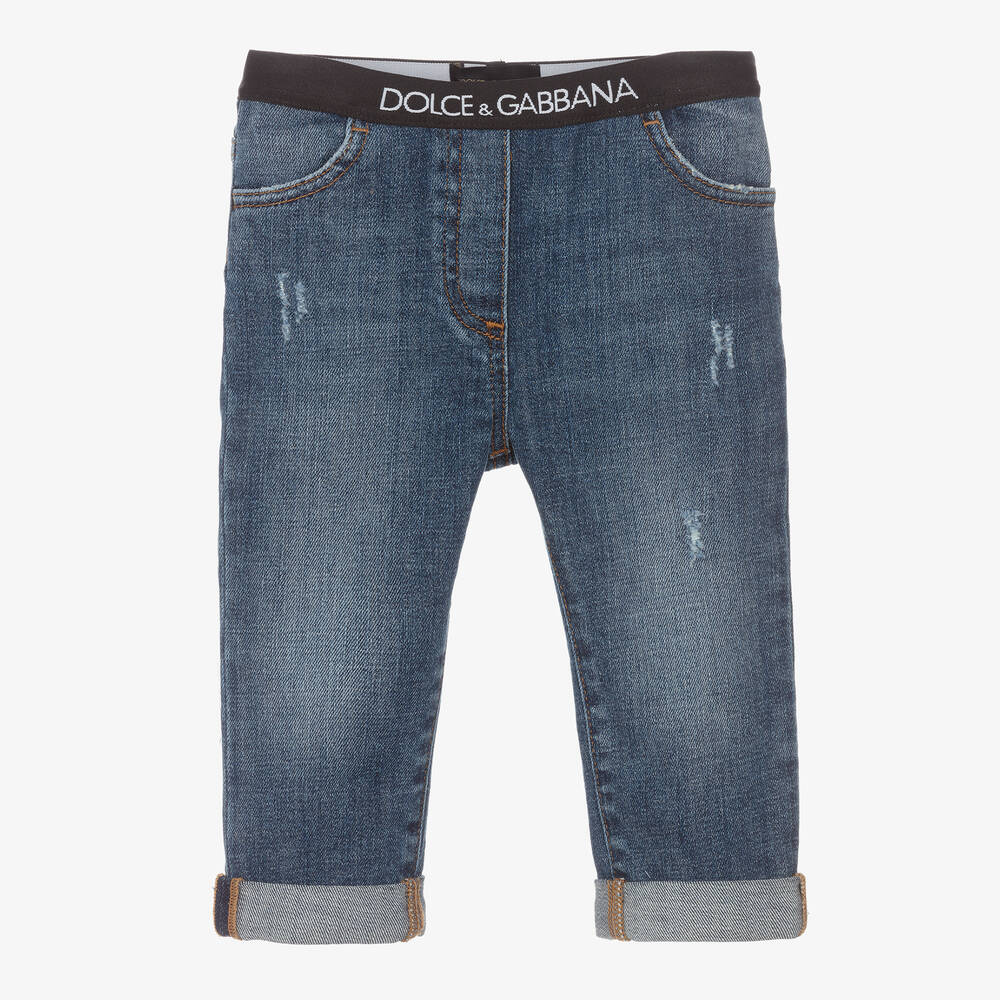 Dolce & Gabbana - جينز أطفال بناتي قطن دنيم لون أزرق | Childrensalon