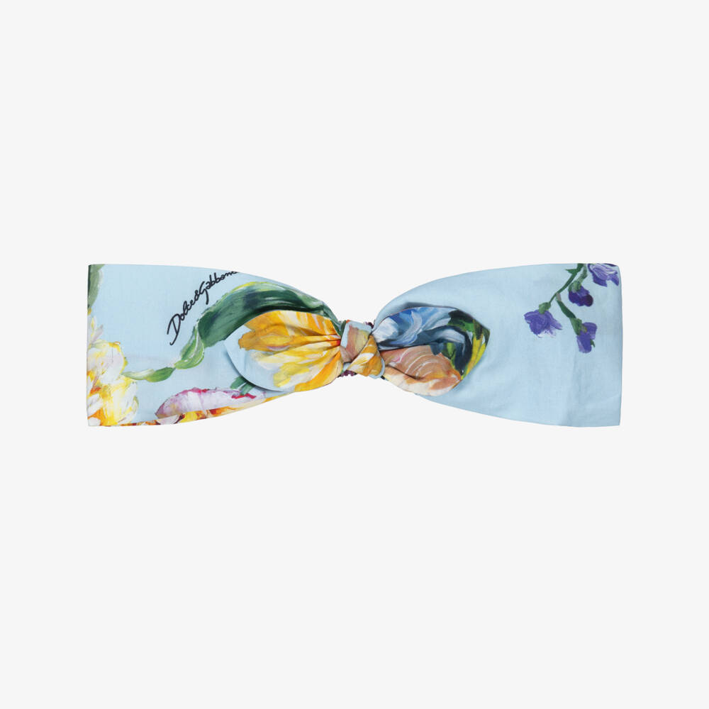 Dolce & Gabbana-Baby Girls Blue Floral Bow Headband | Childrensalon Outlet