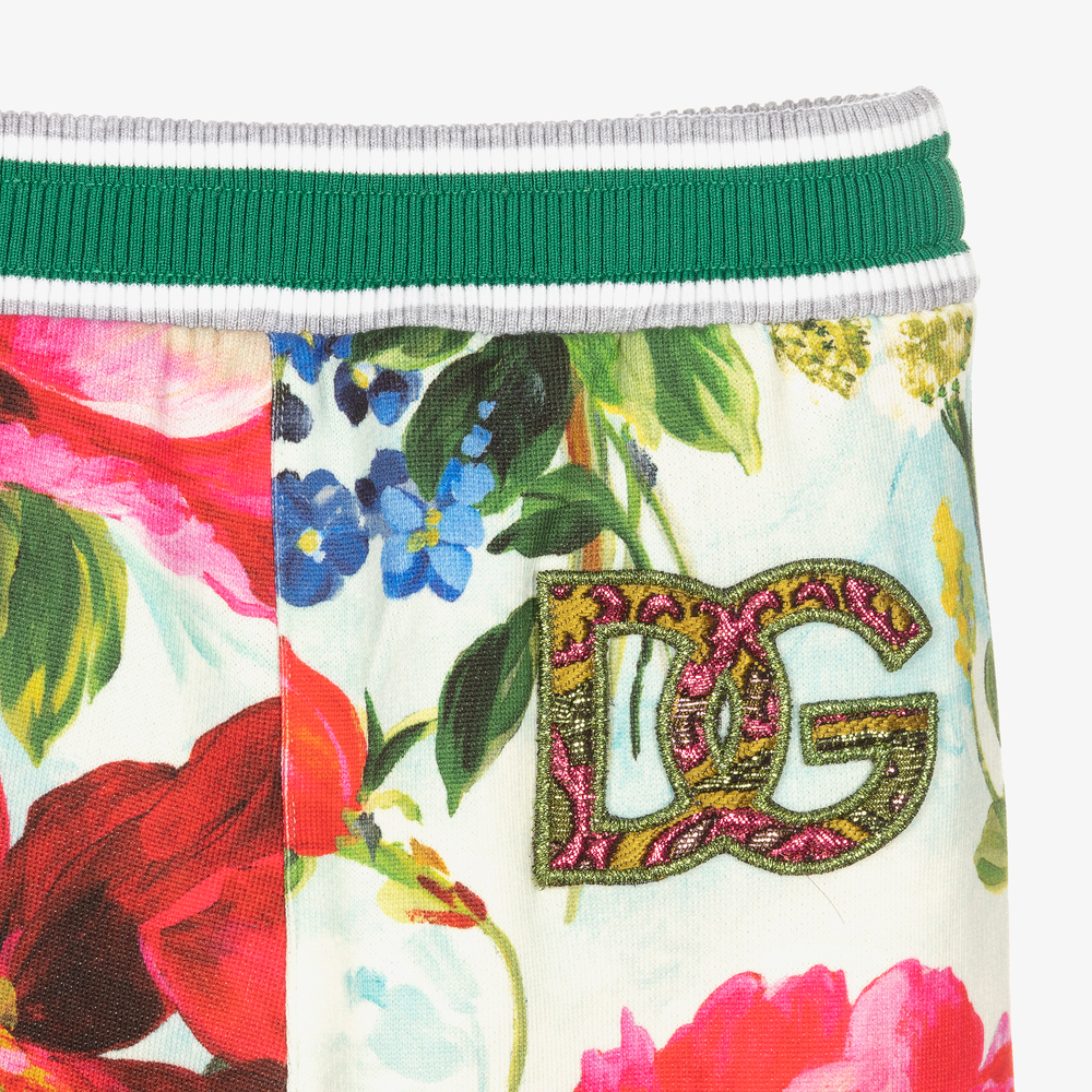 Dolce & Gabbana-جوغرز أطفال بناتي قطن جيرسي لون أزرق بطبعة ورود | Childrensalon Outlet