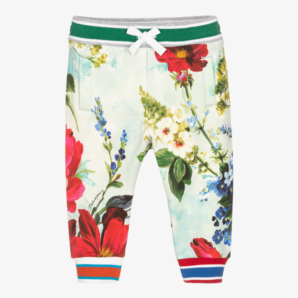 Dolce & Gabbana-Baby Girls Blue Floral Joggers | Childrensalon Outlet