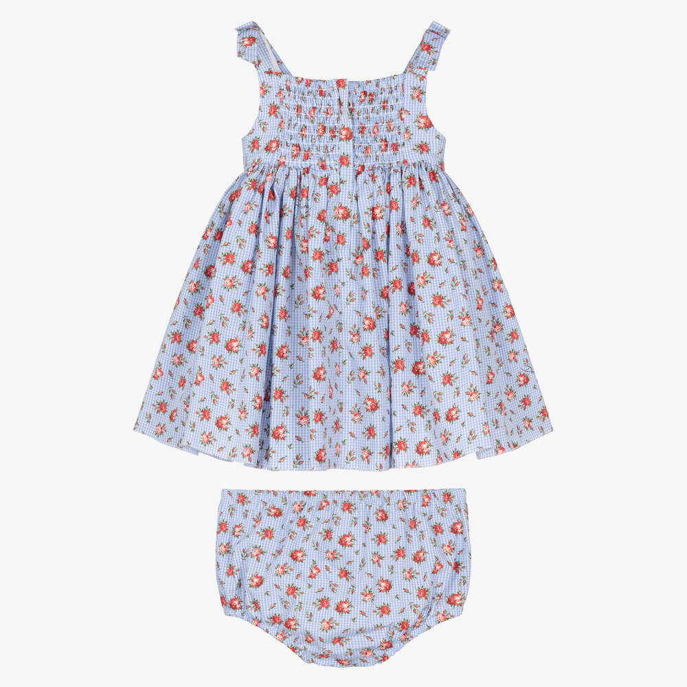 Dolce & Gabbana-Baby Girls Blue Gingham & Red Rose Dress | Childrensalon Outlet