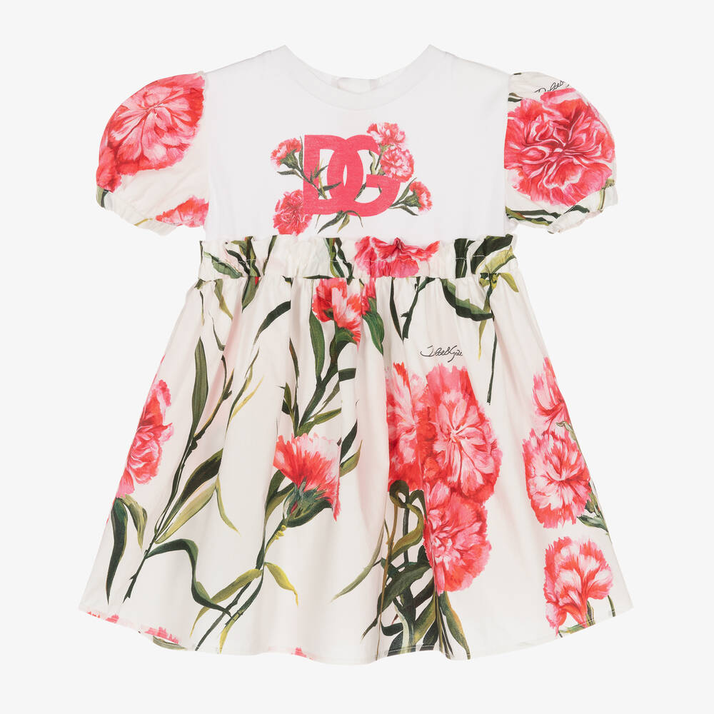 Dolce & Gabbana - Baby Girls Carnation Print Cotton Dress | Childrensalon