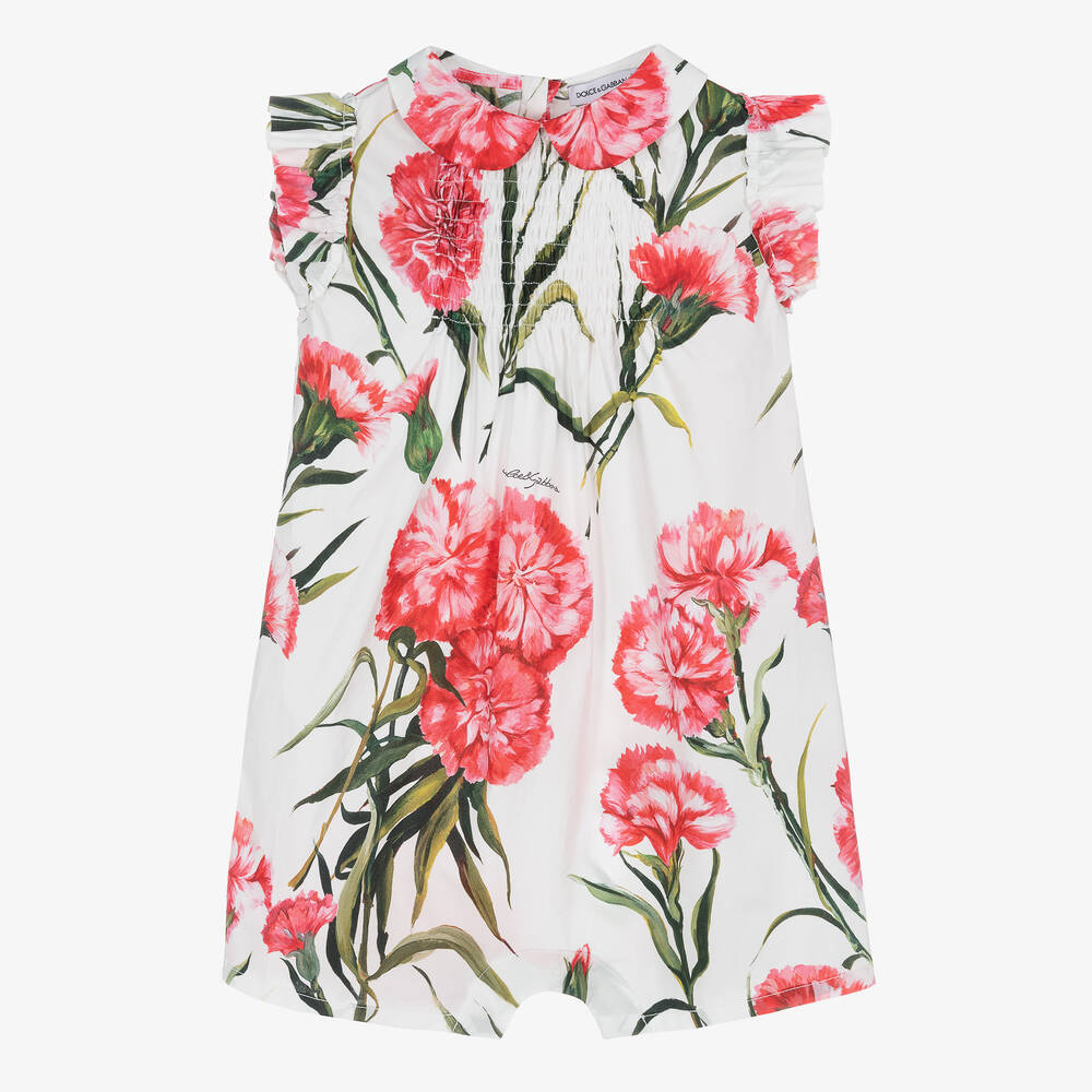 Dolce & Gabbana-Baby Girls Carnation Print Cotton Shortie | Childrensalon Outlet