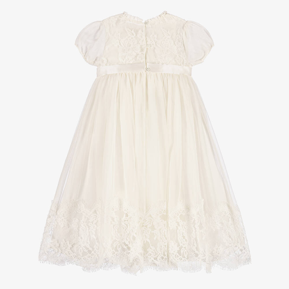 Dolce & Gabbana-Baby Girls Ivory Silk & Lace Ceremony Gown | Childrensalon Outlet