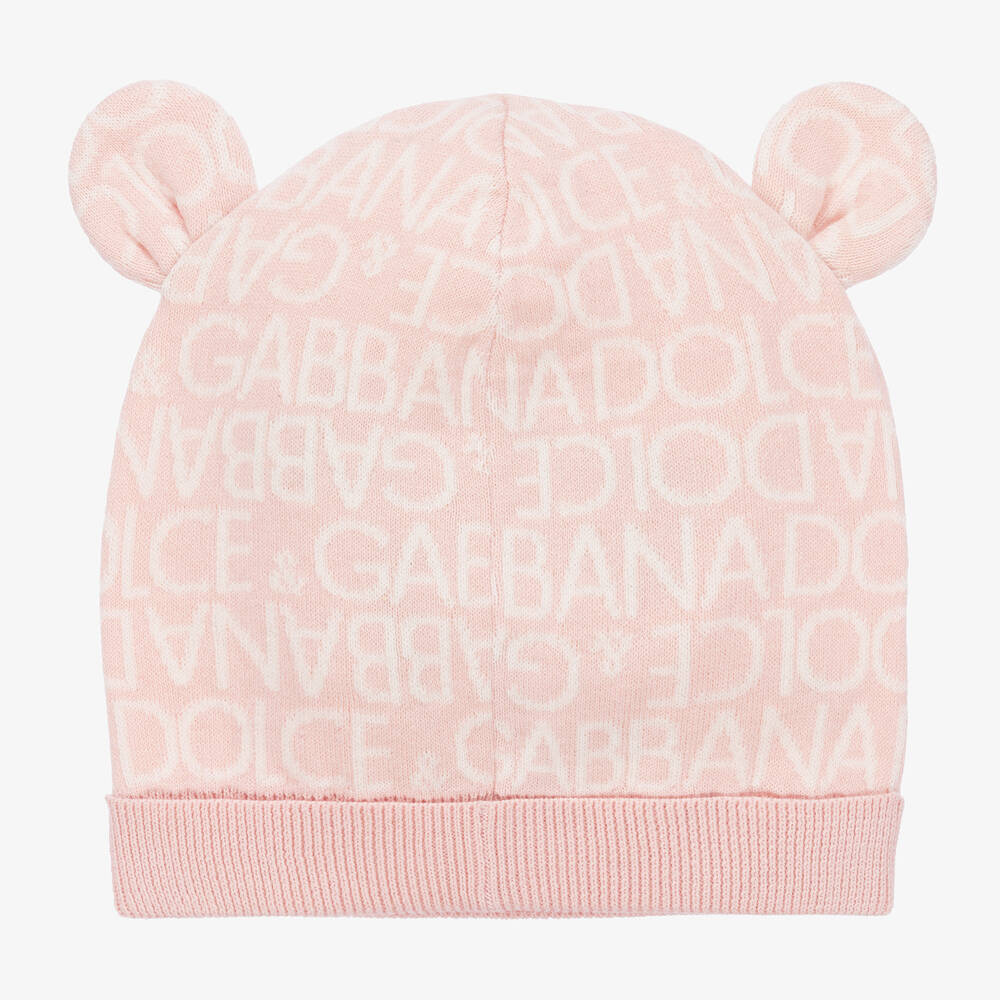 Dolce & Gabbana-Baby Girls Pink Cotton & Cashmere Hat | Childrensalon Outlet