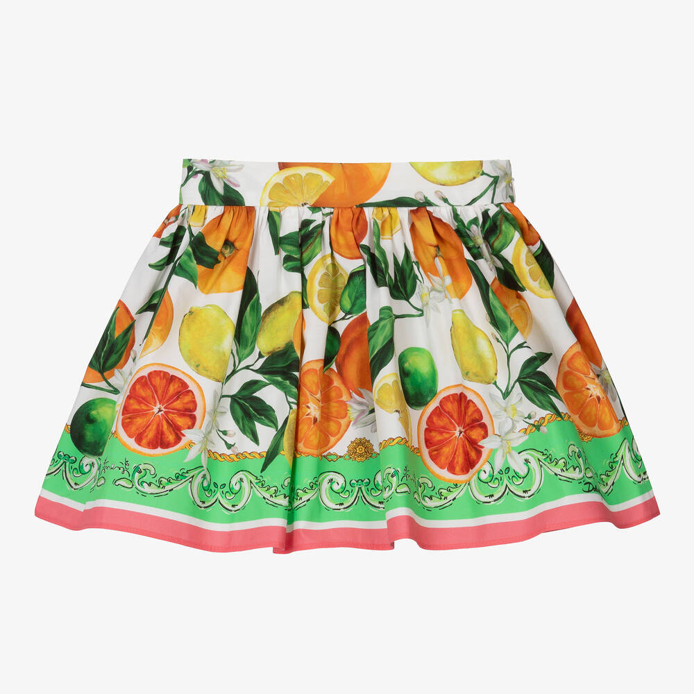 Dolce Gabbana Baby Girls Pink Cotton Fruit Print Skirt Childrensalon Outlet