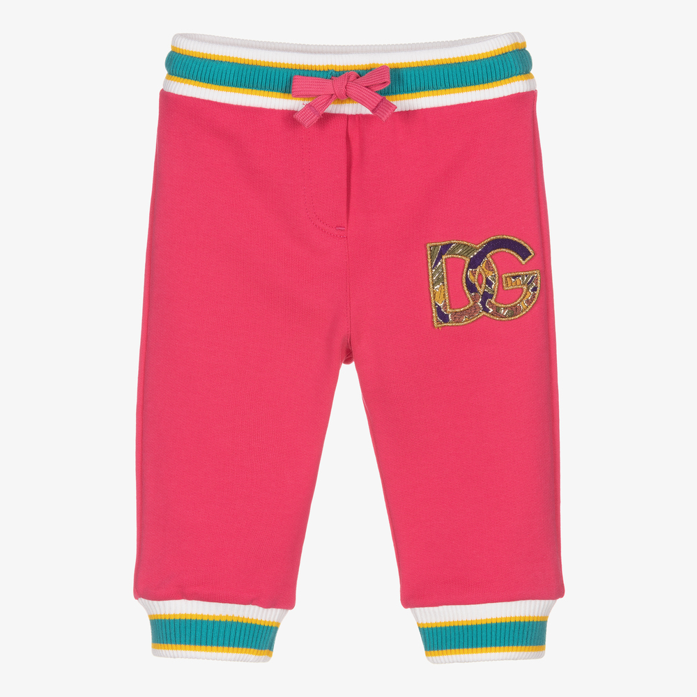 Dolce & Gabbana - Baby Girls Pink Cotton Joggers | Childrensalon