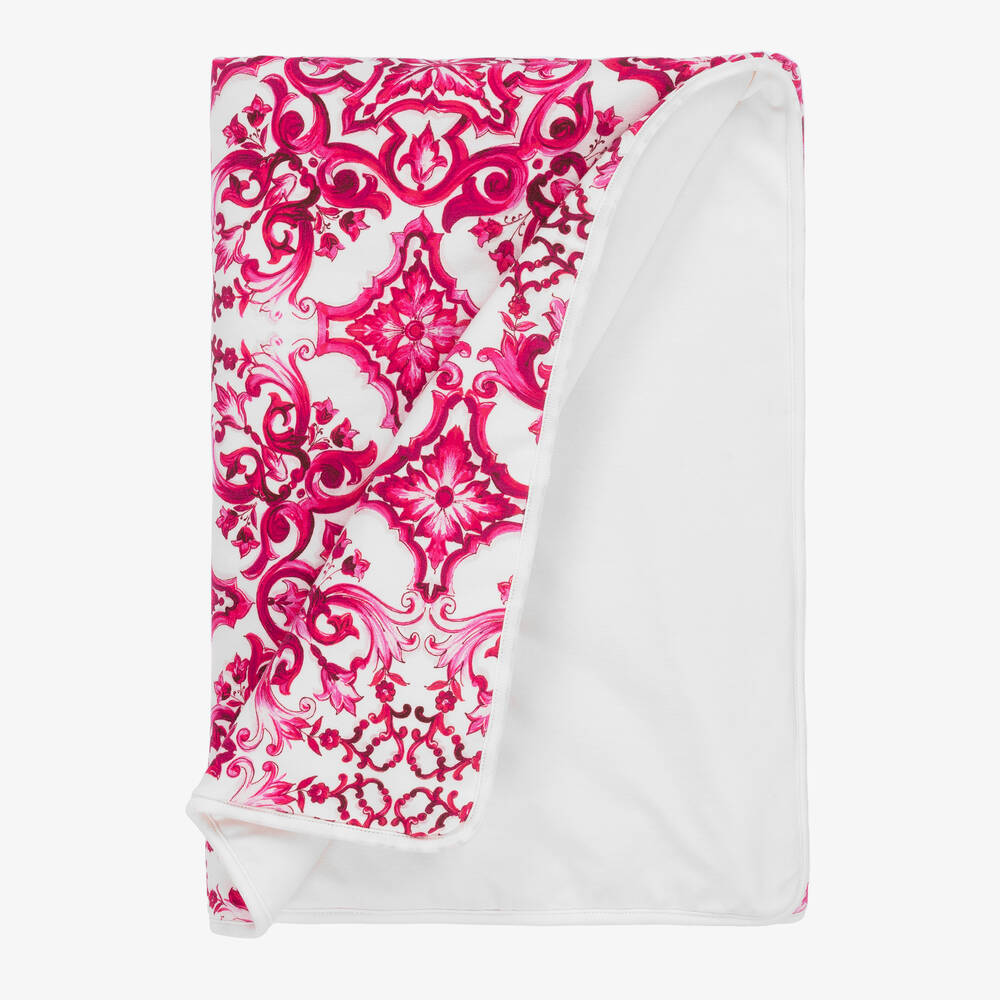 Dolce Gabbana Baby Girls Pink Cotton Majolica Blanket 80cm