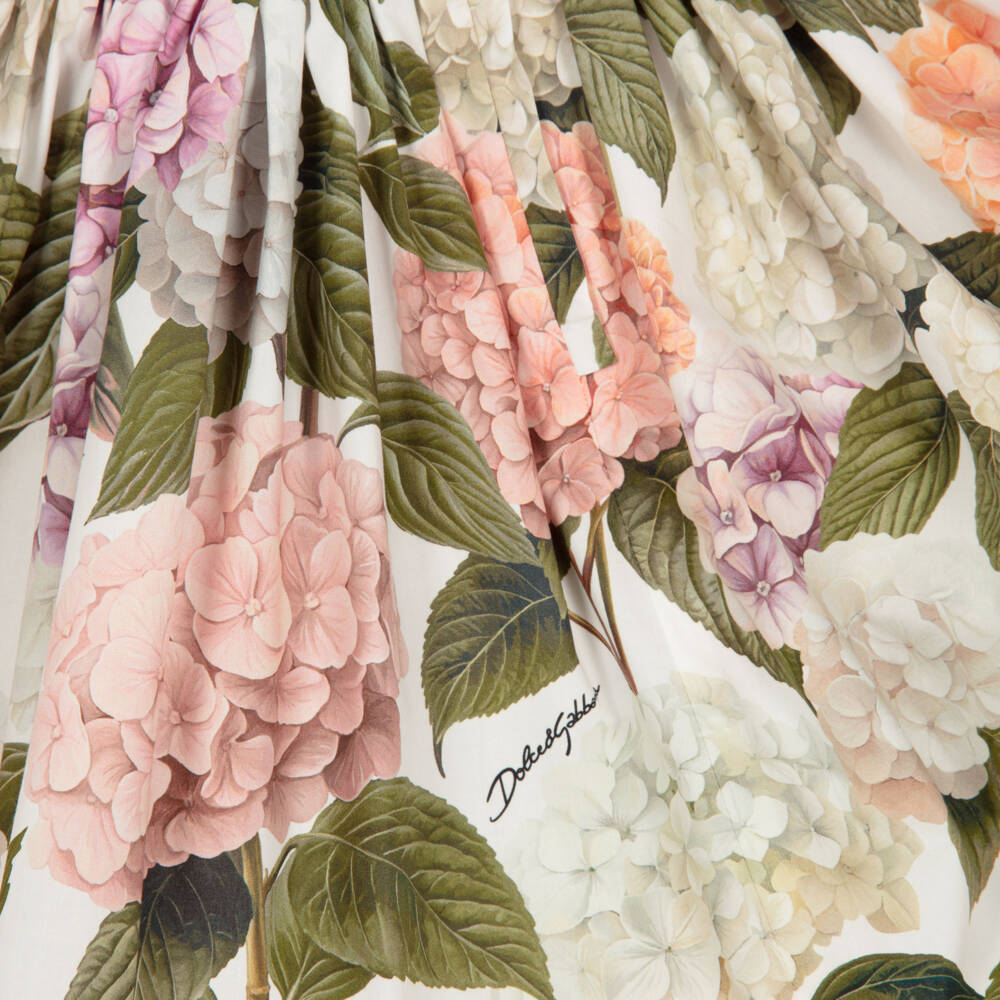 Dolce & Gabbana-Baby Girls Pink & Green Hydrangea Print Dress | Childrensalon Outlet