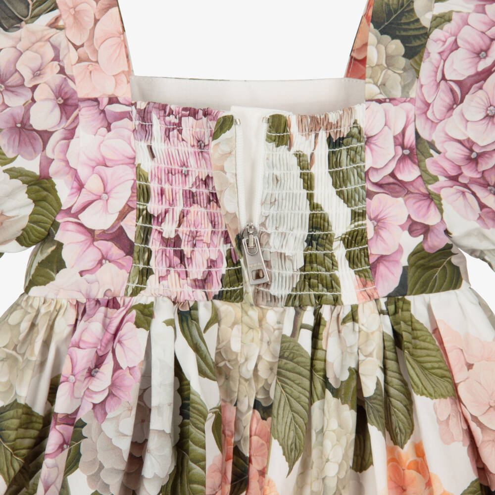 Dolce & Gabbana-Baby Girls Pink & Green Hydrangea Print Dress | Childrensalon Outlet