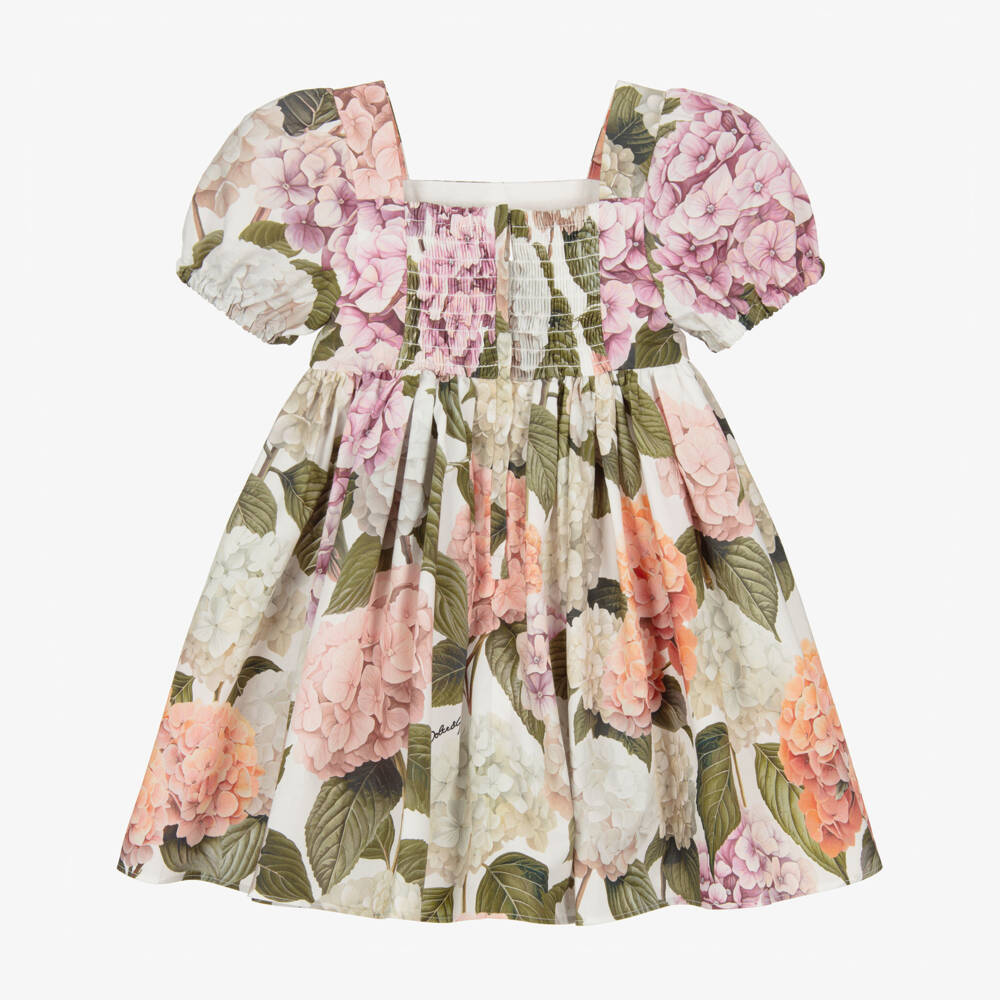Dolce & Gabbana-Baby Girls Pink & Green Hydrangea Print Dress | Childrensalon Outlet