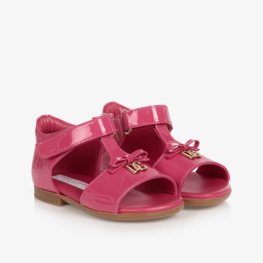 Dolce & Gabbana-Baby Girls Pink Patent Leather Sandals | Childrensalon Outlet