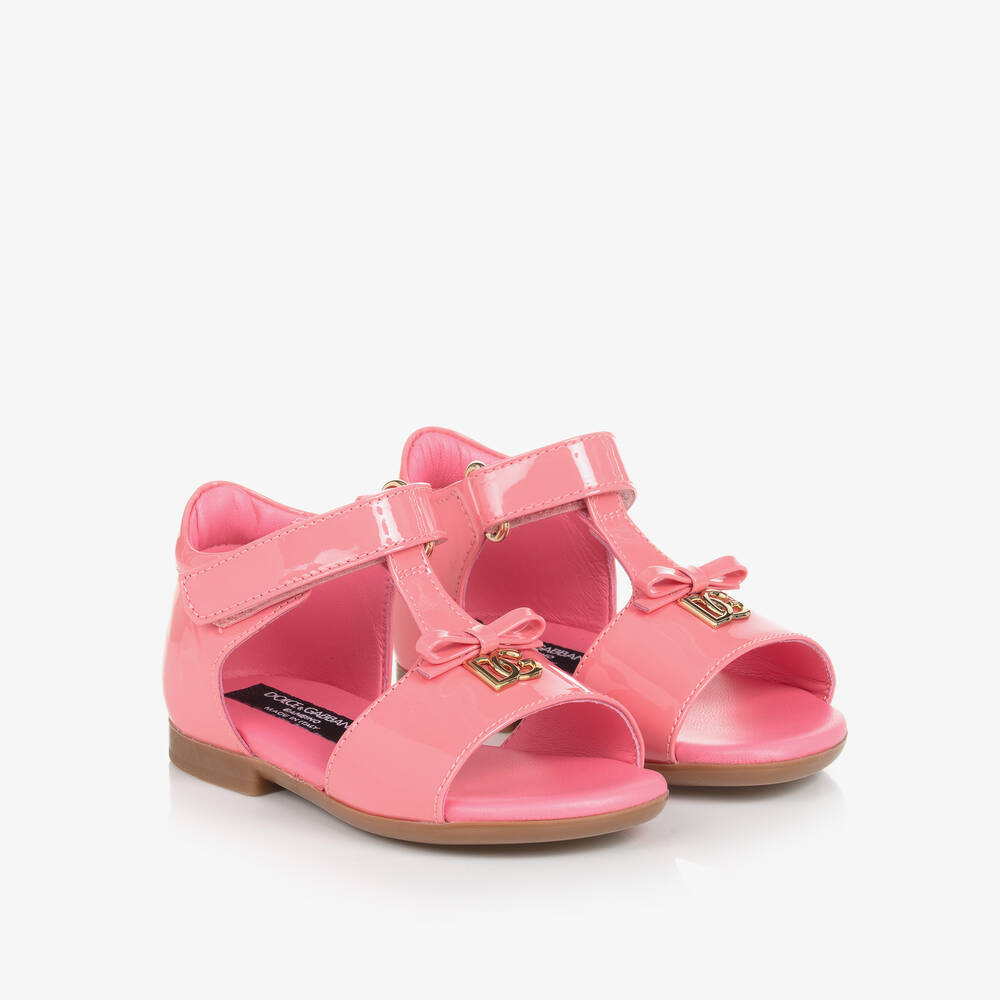 Dolce & Gabbana-Baby Girls Pink Patent Leather Sandals | Childrensalon Outlet