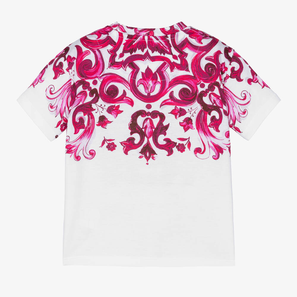 Dolce & Gabbana☆マヨルカMajolica-print クロップドTシャツ Majolica-print poplin crop top in Multicolor for Women
