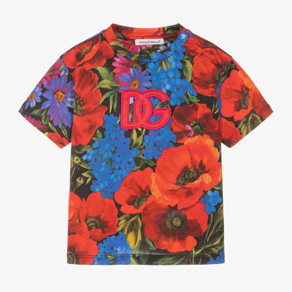 Dolce & Gabbana - Rotes T-Shirt mit Blumen (Baby M) | Childrensalon