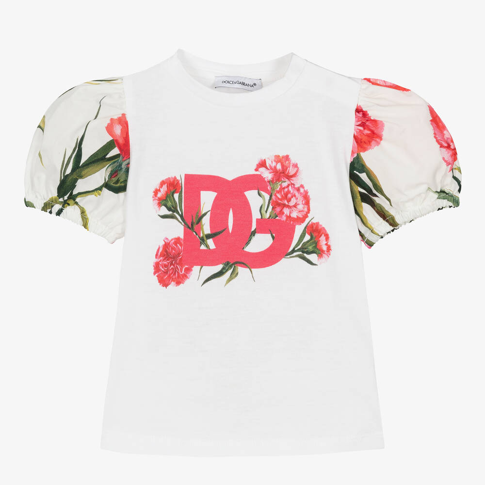 Dolce & Gabbana - Белый топ с гвоздиками для девочек | Childrensalon