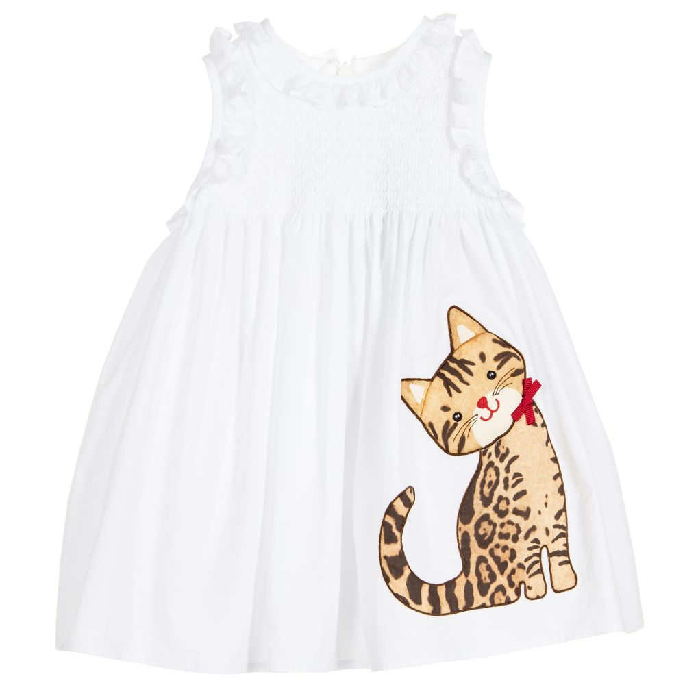 Dolce & Gabbana - فستان قطن بوبلين مطرز لون أبيض للمولودات | Childrensalon