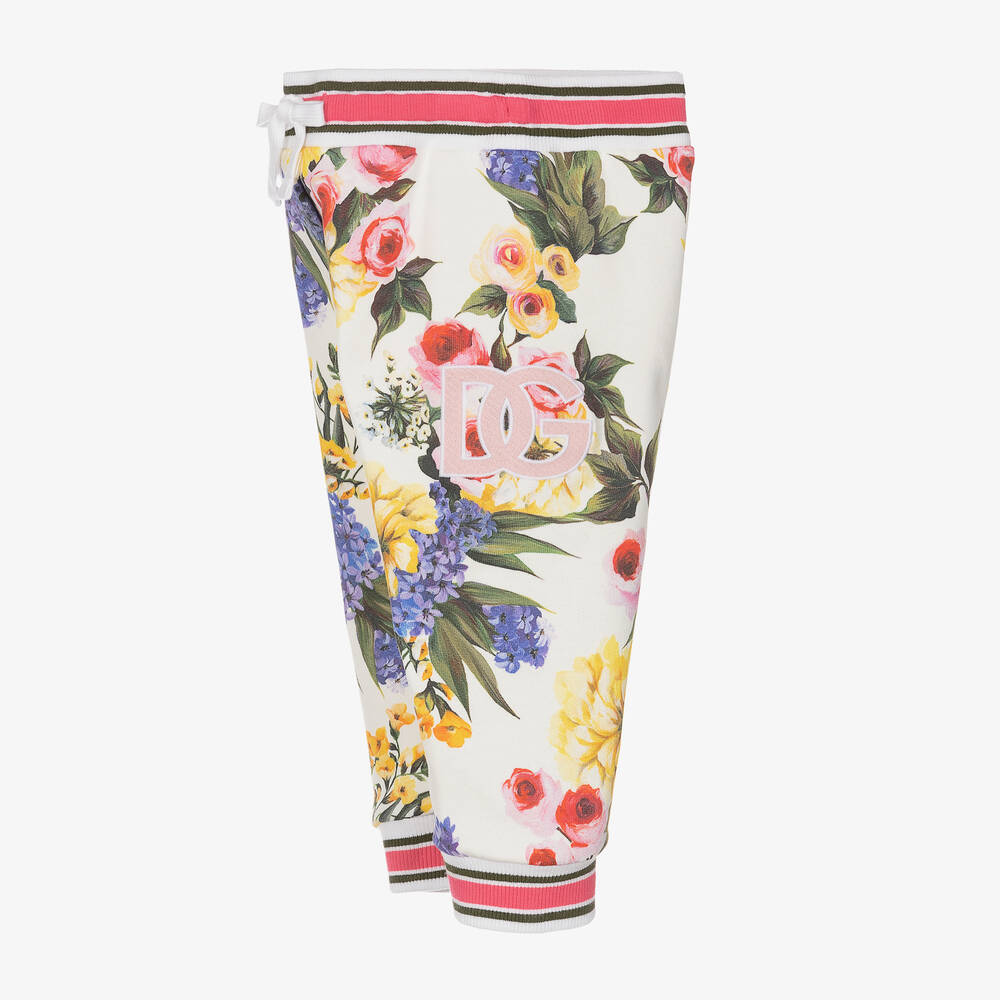 Dolce & Gabbana-Baby Girls White Floral DG Joggers | Childrensalon Outlet