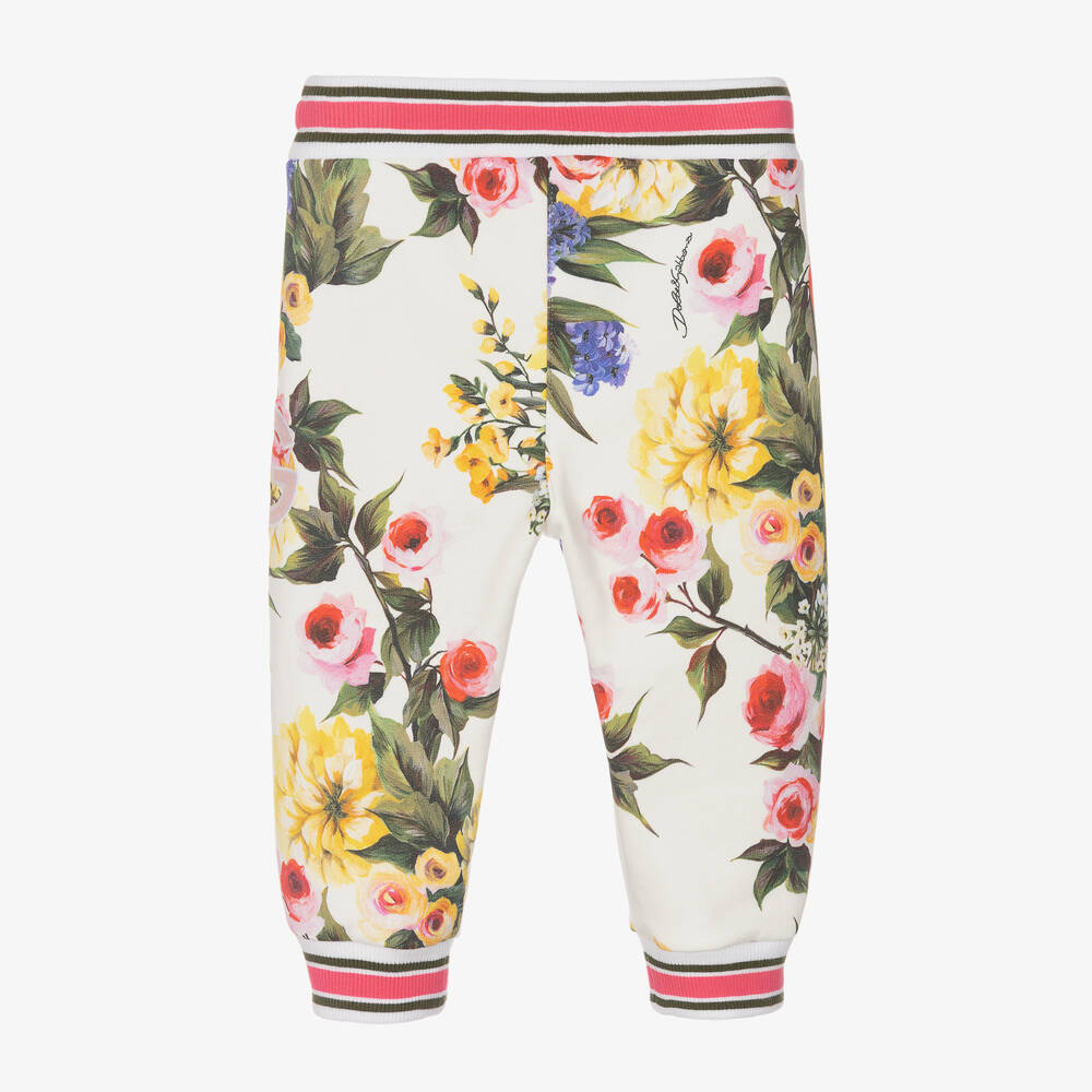 Dolce & Gabbana-Baby Girls White Floral DG Joggers | Childrensalon Outlet