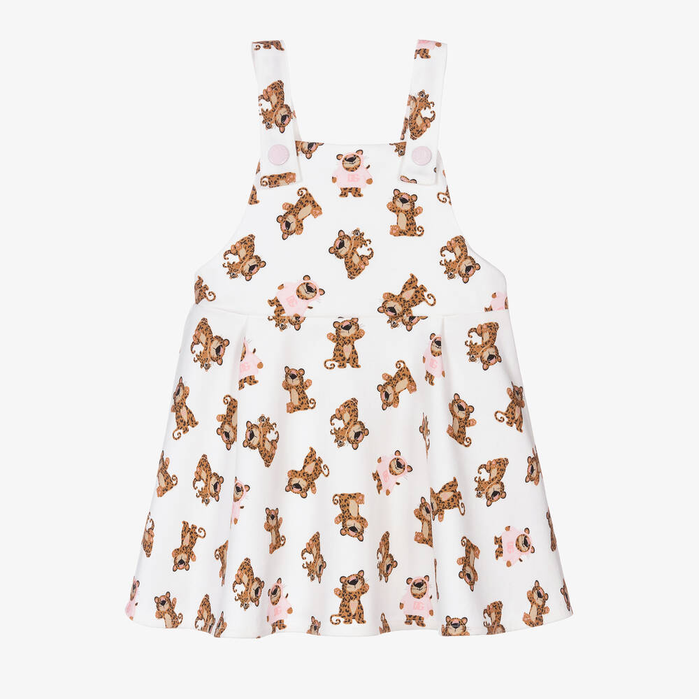 Dolce & Gabbana - Baby Girls White Leo Print Cotton Dress | Childrensalon