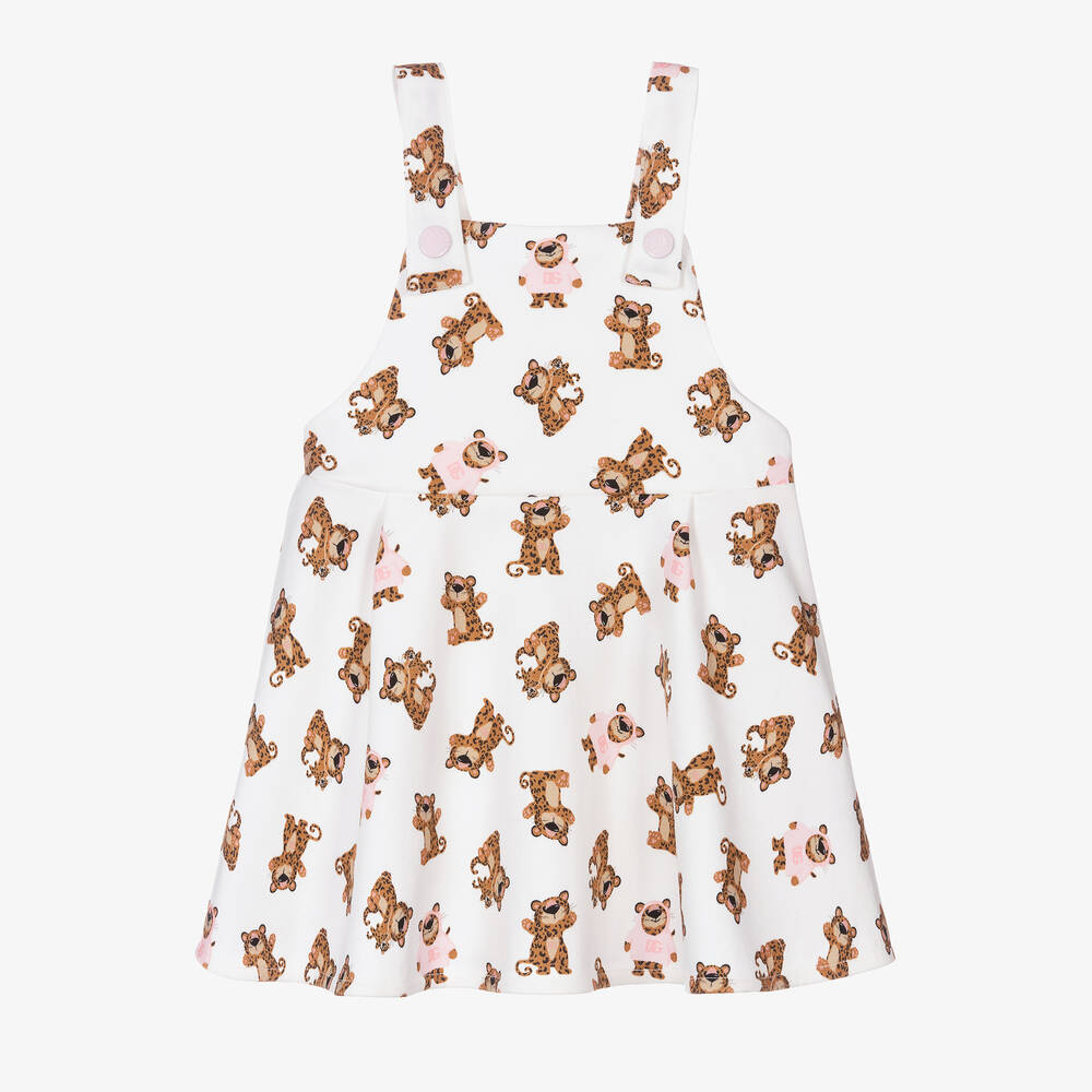 Dolce & Gabbana - Robe blanche en coton imprimé lions | Childrensalon