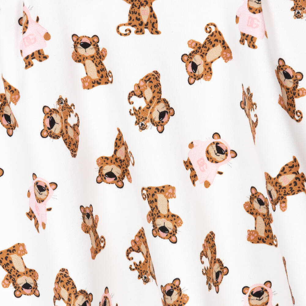 Dolce & Gabbana-Baby Girls White Leo Print Cotton Dress | Childrensalon Outlet