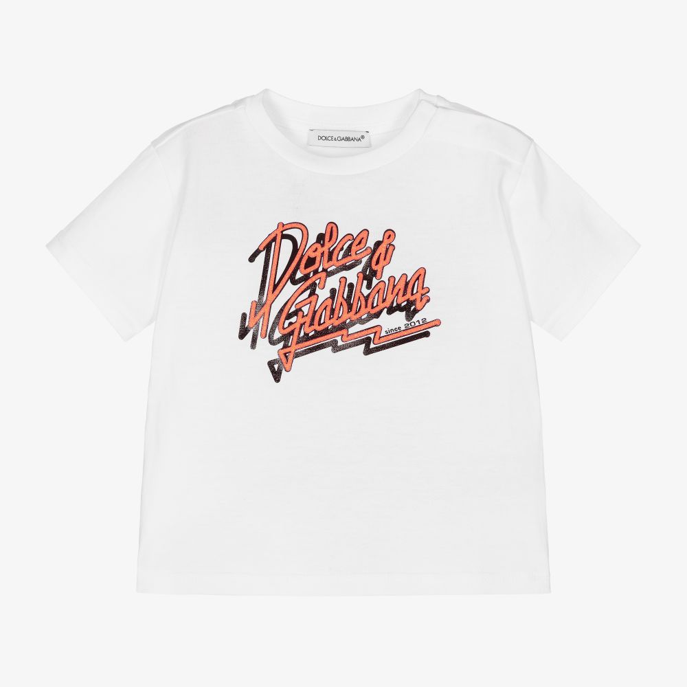 Dolce & Gabbana - Baby Girls White Logo T-Shirt | Childrensalon