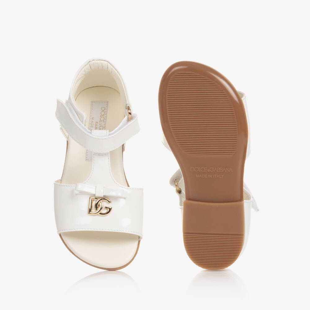 Dolce & Gabbana-Baby Girls White Patent Leather Sandals | Childrensalon Outlet